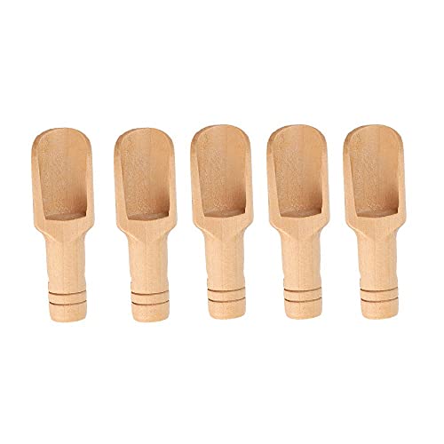 Badesalzlöffel aus Holz, 5 Stück/Set, Mini-Holzlöffel, Mini-Bambusschaufel, Gewürzlöffel für Gewürze, Bohnen, Reis, Mehl, Zucker, Tee