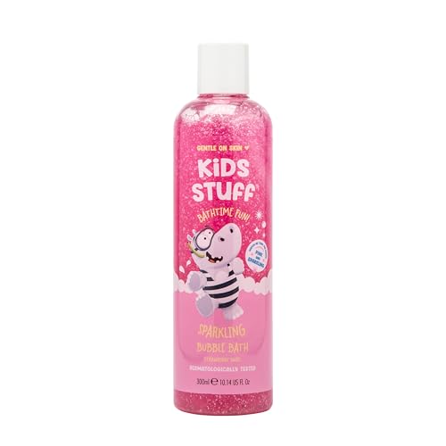 Kids Stuff Pink Sparkling Bubble Bath | Kids Bubble Bath with Strawberry Swirl Scent | Turns Water Pink & Sparkling for Bathtime Fun | Dermatologically Tested | Mild & Gentle on Skin | Vegan | 300ml