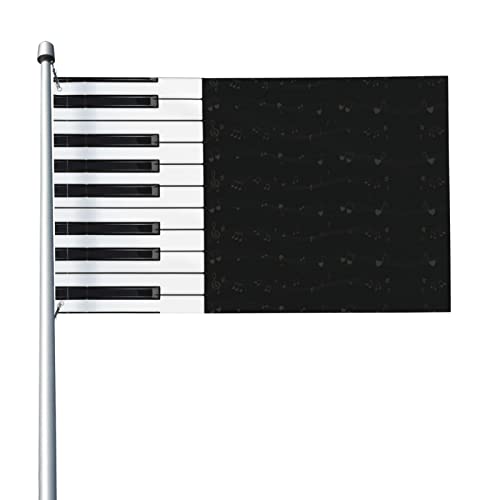 Flagge 3×5 ft,Schwarz Weißes Klavier,Lebendige Farbe UV-lichtbeständig,Dekorative Flagge für Indoor und Outdoor Festival Feiern Paraden und Dekorationen Flagge 150×90 cm Cover