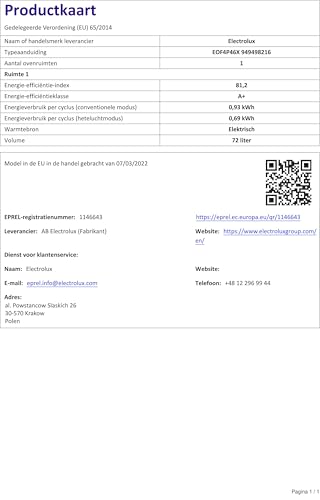 Electrolux EOF4P46X Multifunktions-Backofen, 72 l, Klasse A+, SurroundCook, Pyrolytische Reinigung, 589 x 594 x 569 mm, Edelstahl Anti-Fingerabdruck