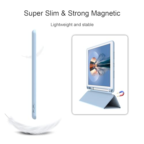 Case for iPad Air 3 / Pro 10.5 Inch, Lightweight Slim Soft TPU Trifold Stand Smart Cover, Auto Sleep/Wake Case with Pencil Holder for iPad Air 3rd Generation/Pro 10.5 - Light Blue