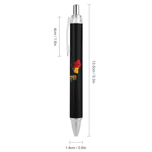 Bolígrafos Juneteenth retráctiles de punta fina 0.5 mm con tinta negra, pack de 4 unidades 2