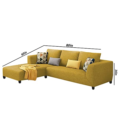 Image of Galib LHS 4 Seater L Shape Sofa Set for Living Room (Yellow Fabric)