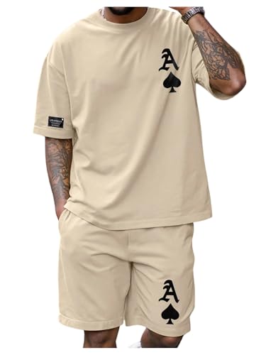 GORGLITTER Men's 2 Piece Short Sets Casual Tracksuits Graphic Short Sleeve T Shirt and Shorts Outfits