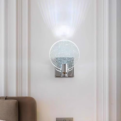 Image of Aomesinc Crystal Wall Sconce Nordic Style LED Wall Lamps Simple Creative Lights for Living Room Bedroom Bedside Dresser Bathroom Corridor(A,Silver,Small)
