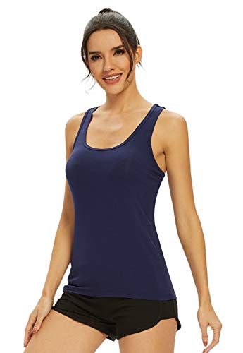 Image of Femdouce Workout Tank Tops for Women Basic Racerback Tank Top Soft Athletic Sleeveless Yoga Shirts -4Pack