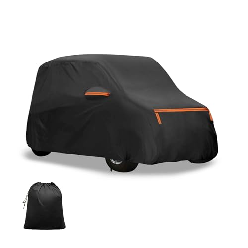 FUELHOOD Suzukiに対応ワゴンR WagonR用375*165*150cm車カバー スパンレース綿 新型100%防水生地&5層構造 裏起毛 塗装面保護 梅雨 軽自動車 破れにくい 雹対策 防風ロープ付き 耐強風 運転席側ジッパー 夜間安全警告 日焼け防止 凍結防止 霜除け 内装パーツ アクセサリー