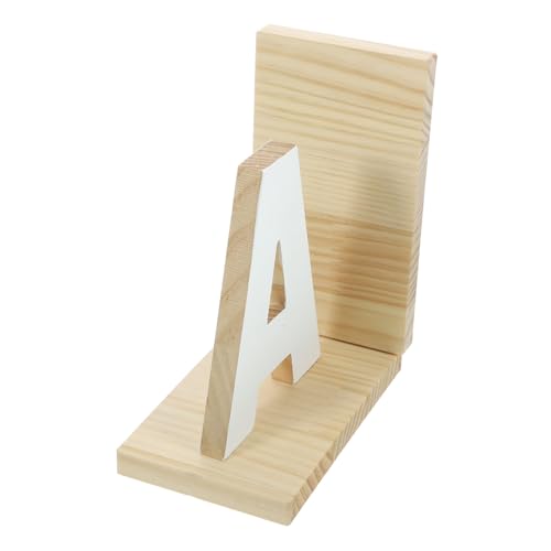 KALLORY Letter a Shaped Wooden Book Holder Book End for Desk Stylish Reading Organizer for Home Office Classroom and Library Upright and Tidy
