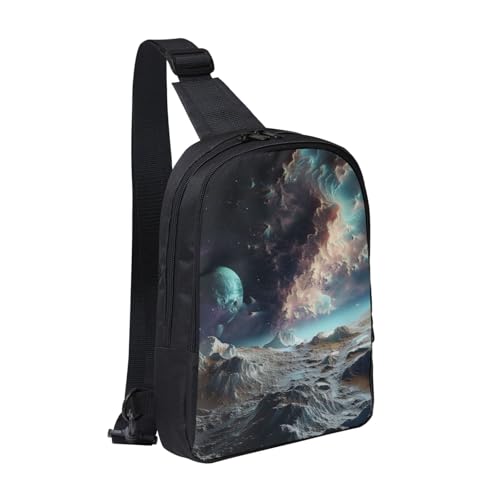 Graphics Universe Space Print Messenger Bag Men Women Adjustable Shoulder Bag Travel Hiking Chest Bag Black One Size