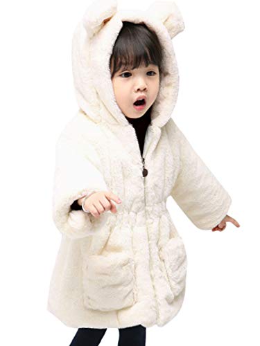 FARVALUE Baby Girls Winter Coats Toddler Faux Fur Hooded Warm Cozy Zip-Up Jacket for Little Girls