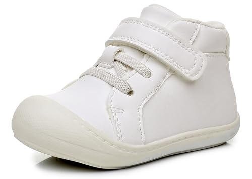 Apakowa Toddler First Walker Baby Boots for Boys and Girls – Baby Sneakers Style with Wide Toe Box, Easy Strap & Non-Slip Sole (Size 4-9 Toddler)
