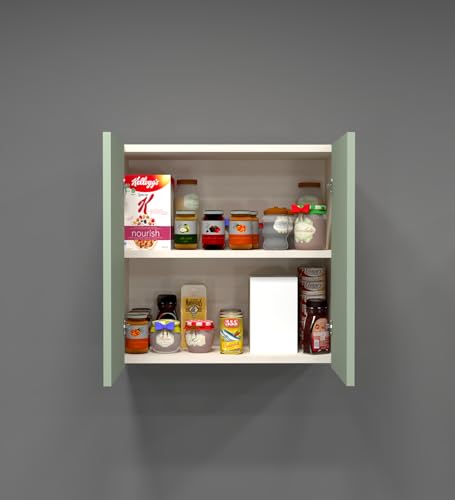Image of SPECIALITY PANELS 2 Door Mirror Glossy Triple Layered UV Resistant Handless Cabinet Wall Mounted Storage Unit Space Saving Cupboard for Kitchen Bathroom Living Room Utility Organizer | DIY Assembly