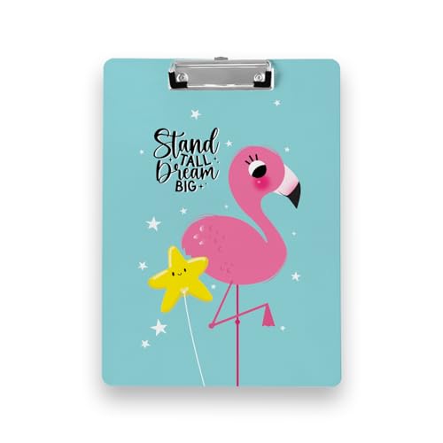 Image of Clipboard Drawing, Writing, Exam Board with Clip (Size - 24x36 cm) Sturdy, Lightweight for Office, School, College - Flamingo