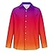 Men's T-Shirts Man Gradient Color Hawaiian Shirt Buttons Up Summer Beach Dress Shirts Casual Button Down Men Clothes Vacation Shirt Tops Button Shirts (Watermelon Red,3X-Large)