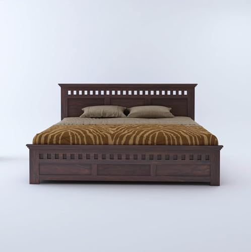 Image of FurnitureSheesham Wood Armania King Size Bed with Box Storage for Bedroom Solid Wood King Box Bed | Finish Color - Brown, DIY