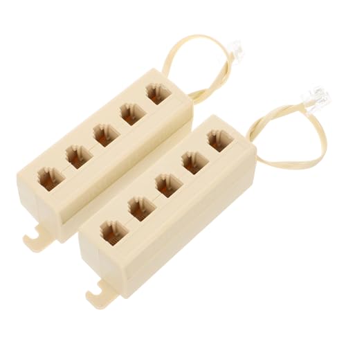 Veemoon 6p4c Landline Splitter Adapter 5-Way Phone Jack Cord Rj11 Telephone Accessory Easy Install Wide Compatibility