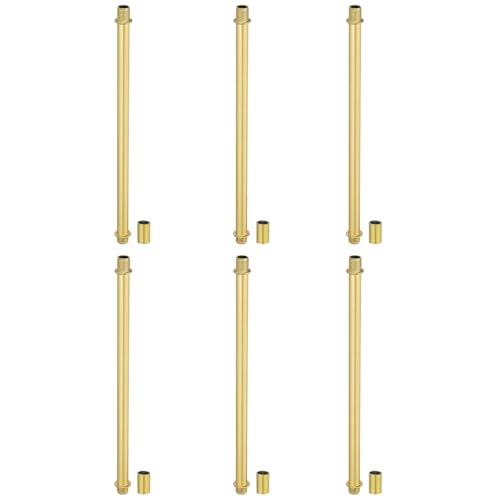 Image of PATIKIL Straight Pipe Lamp Stems Rod Kit, 6 Set M10 Carbon Steel 200mm(7.87 inch) Long Double End Thread Rod with Coupling Nuts Sleeve Connector for Table Lamps Chandeliers, Gold Tone