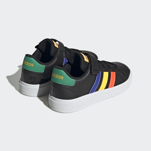adidas Grand Elastic Lace and Top Strap Shoes Tennisschuhe, Core Black/Lucid Blue/Court Green, 38 EU
