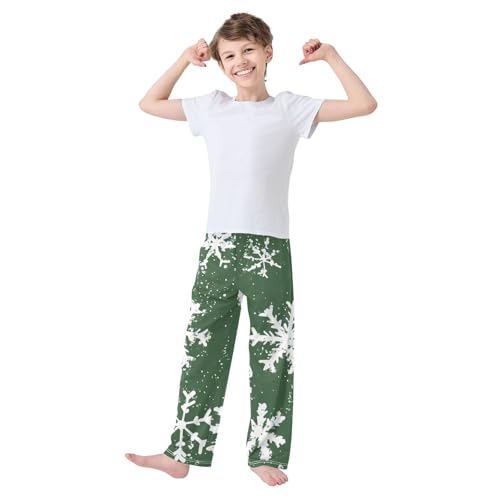 Snowflakes Boys Long Pants Soft Trousers Elastic Waist Kids Lounge Bottoms with Pockets S-XL3