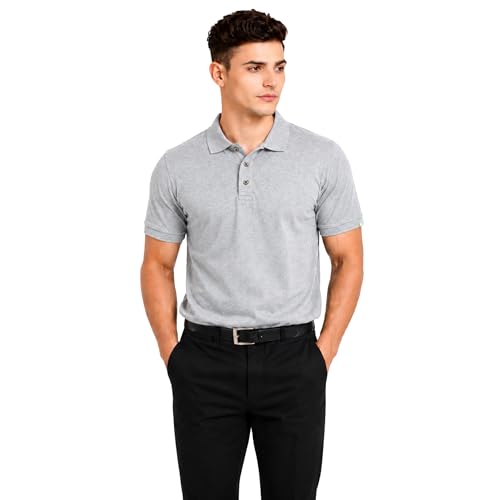 Image of Men's Plain Polo T-Shirt | Cotton Blend Regular Fit Casual Collar T-Shirt