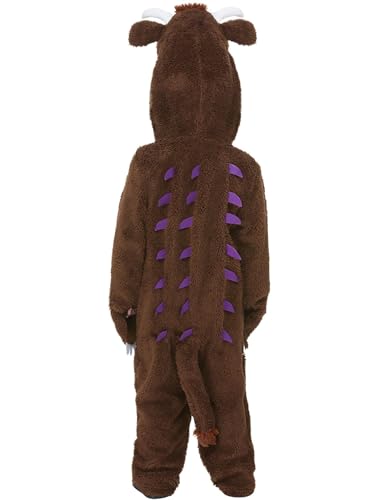 Smiffys Gruffalo Deluxe Costume for Kids, All-in-One with Hood in Brown, Officially Licensed, Comes with Detachable Tail and Soft Fabric, Ideal for World Book Day and Playful Fancy Dress