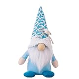 ALYRMEI Summer Gnomes Decorations, Beach Gnomes Plush Decor for Home Ocean Day Gnome Tiered Tray Decor Handmade Tomte Swedish Nisse Scandinavian Elf Dwarf,Birthday Gnome Gifts, Blue
