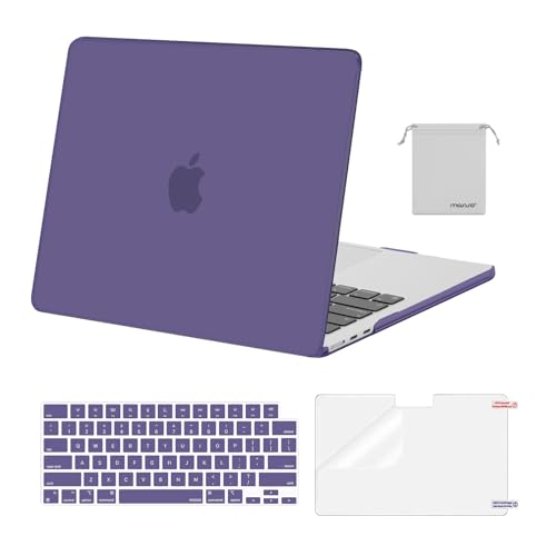 Image of MOSISO Compatible with MacBook Air 13 inch Case M5 2026 M4 2025 M3 M2 2024-2022 A3449 A3240 A3113 A2681,Hard Shell&Keyboard Cover&Screen Film&Pouch for MacBook Air 13.6 inch Case, Imperial Purple