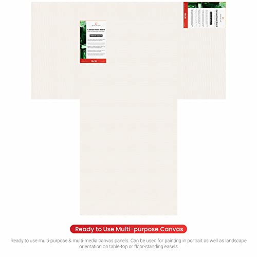 Image of Scholar Art Hobby Series 04 Oz (230 GSM) 100% Cotton Canvas Panel Board for Painting (White Blank Canvas Boards for Acrylic Paint, Oil Paint, Wet & Dry Media) | 18 inchx36 inch (45x90 cm), Pack of 4