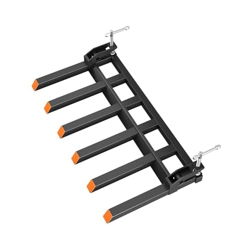 Clamp on Debris Forks to 58Inch 4000 lbs Capacity Heavy Duty Pallet Forks with 6 Forks for Tractor Accessories,Loader Bucket,Skid Steer, 6 Tines