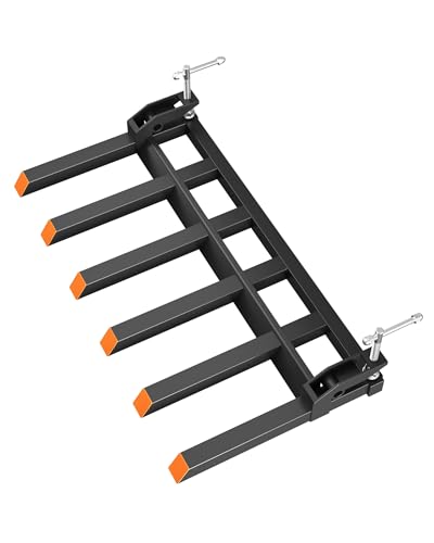 Garvee Clamp On Debris Forks to 58 in Bucket,Pallet Forks with 4000 LBS Load Capacity,Clamp On Pallet Forks with 6 Fork Configuration,for Loader Bucket Skid Steer