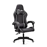 【Premium Texture】Ein hervorragend glattes Aussehen, das sich glatt anfühlt. Unser Bürostuhl für zu Hause ist mit dickem Schwamm für Komfort gefüllt, mit zusätzlicher Polsterung an den Armlehnen und im Kopfbereich. Höhe verstellbar.