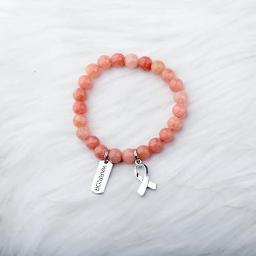 Gzrlyf Endometrial Cancer Awareness Bracelet Uterine Cancer Gift Cancer Survivor Warrior Support Jewelry Peach Ribbon Bracelet4