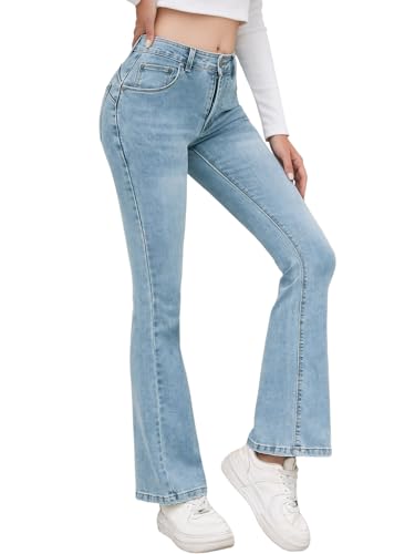 Merlvida Pantaloni Jeans Donna Vita Alta Flare Bootcut Push Up Elasticizzati Skinny Eleganti e Comodi