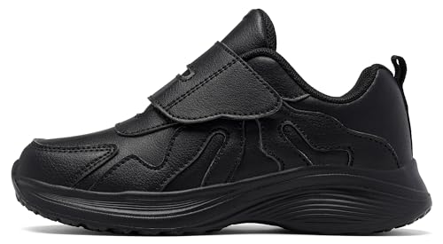 Boys Sneakers Little Girls Running Shoes Lightweight Low Top Flats Casual Kids School Shoes All Black 32