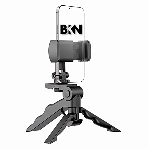 Image of BKN Mini Desktop Phone Tripod, Mini Desk Tripod with 360 Rotation Clip Holder for Video Recording /Live Streaming /Vlogging etc.