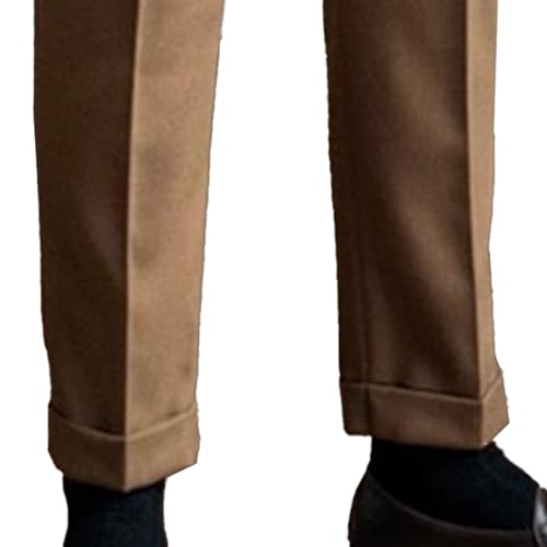 Men's Vintage Straight Leg Casual Dress Pants Business Solid Outdoor Trousers Loose Fit High Waist Comfort Pants3