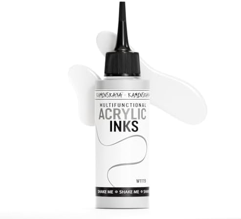 Amazon.com: Kamenskaya Acrylic Inks for Artists - White Acrylic Ink, 3. ...