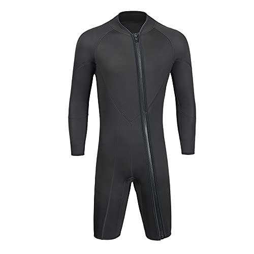 Legou Men's 3mm Shorty Wetsuit Winter Diving Suit Front Zip Wetsuit for Diving Snorkeling Surfing Swimming Black Size XL