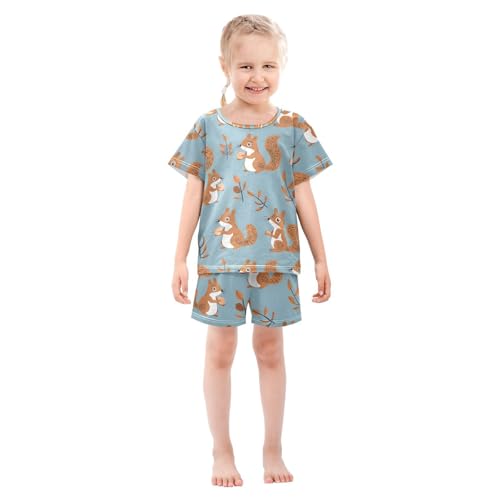 ALAZA Squirrel Holding Nuts Pajamas Short Sleeve 2 Piece Sleepwear Top and Bottom Pajama Set Unisex3