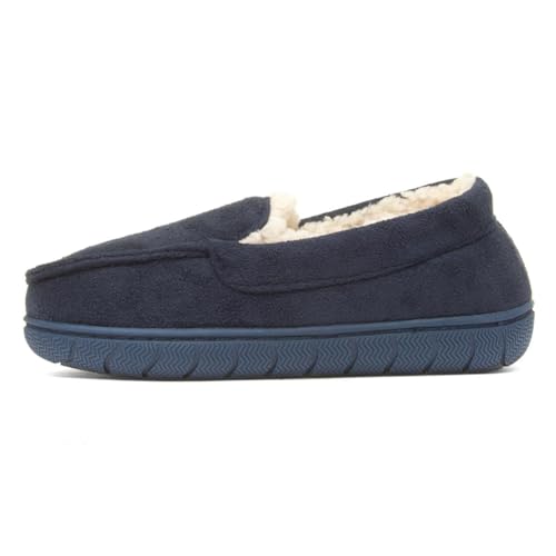 The Slipper Company Boys Navy Moccasin Slipper - Size 5 UK - Blue