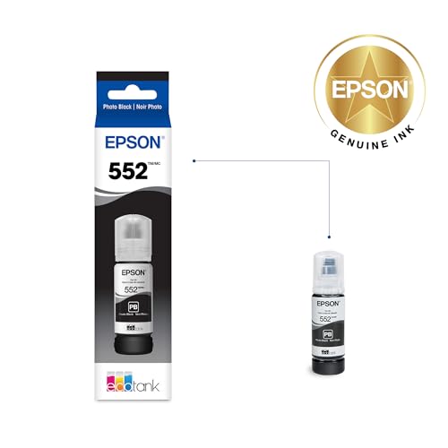 Image of Epson 552 EcoTank Ink Ultra-high Capacity Bottle Photo Black (T552120-S) Works with ET-8500, 8550