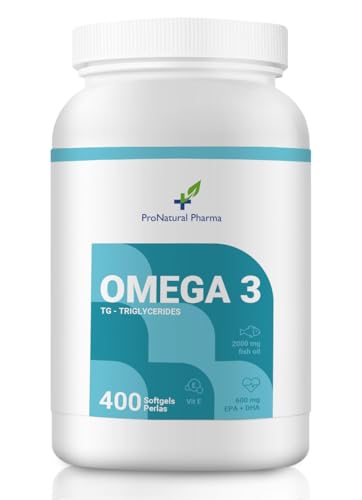OMEGA 3 | 400 cápsulas | Aceite de pescado puro + Vitamina E | 1000mg - Ácido grasos 300mg EPA+DHA ProNatural Pharma (Suministro para 13 meses)