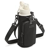 Porta Garrafa de Água Bolsa Lateral com Alça Bolso Zíper (Preto)