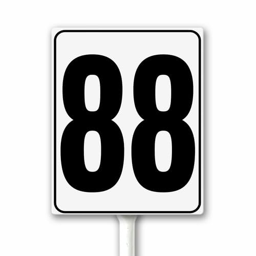 Aluminum Number Sign 88 White & Black House Signage, Speed Limit Street Sign, 20x30 CM Number Yard Sign With Stake for Parking Lot Private Property Business Gas Station Indoor Outdoor Use
