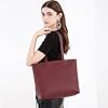 MEEGIRL Ladies Tote Bags Simple PU Leather Handbags Work School Shopping Bags for Women with Zip and Inner Pocket (Wine Red) #1