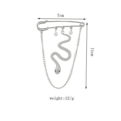 Image of Punk Men Snake Gold Brooch for Women Brooch Lapel Pin,Snake Chain Brooch Pin Coat Jewelry Accessories Brooch Shawl Pin for Women Girls Collar Brooch