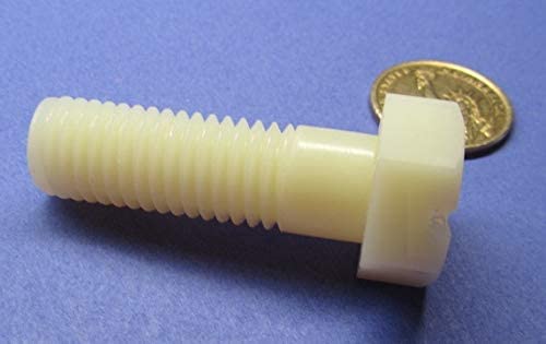 Natural Nylon Hex Head Bolts PT 5/8"-11 Thread x 2.00" Long 20 pcs