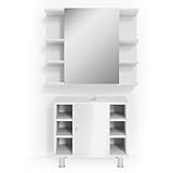 vicco set mobili bagno fynn, bianco lucido, 2 parti