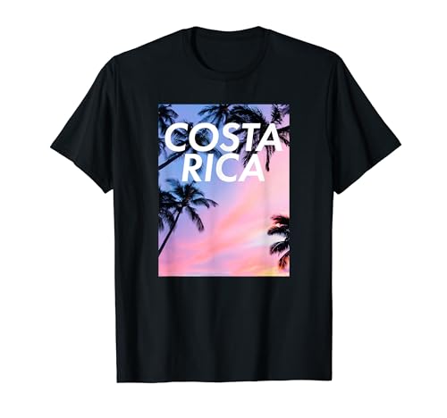 Costa rica tramonto tropicale e palme graphic design maglietta