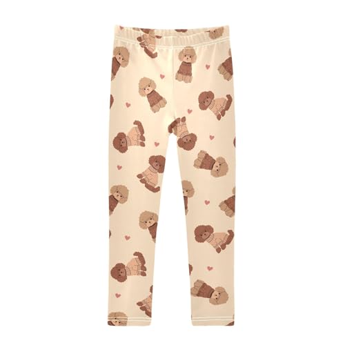 Girls Leggings Cute Brown Poodle in Sweater Toddler Girls Clothes Leggings for Girls Toddler Girls Leggings 3-4T